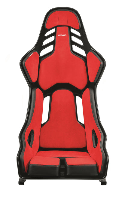 RECARO Podium GF in Alcantara red with leather black, front view