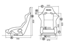RECARO Profi SP-G race shell dimensions diagram