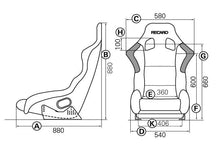RECARO Profi SP-G XL race shell dimensions diagram
