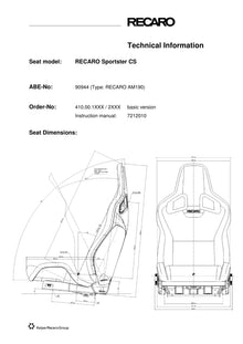RECARO Sportster CS dimensions diagram