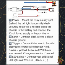AutoVolt Reverse Light Relay Loom Ford Ranger (2011–2022) – Plug & Play Auxiliary Reverse Light Wiring Harness (LED Only, 80W Rated)