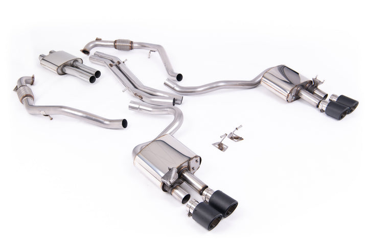 Audi S5 B9 Sport Diff models with Brace Bars (LHD) - Resonated Cat-Back with Quad Carbon Trims