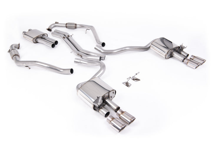 Audi S5 B9 Sport Diff models with Brace Bars (LHD) - Resonated Cat-Back with Quad Polished Oval Trims