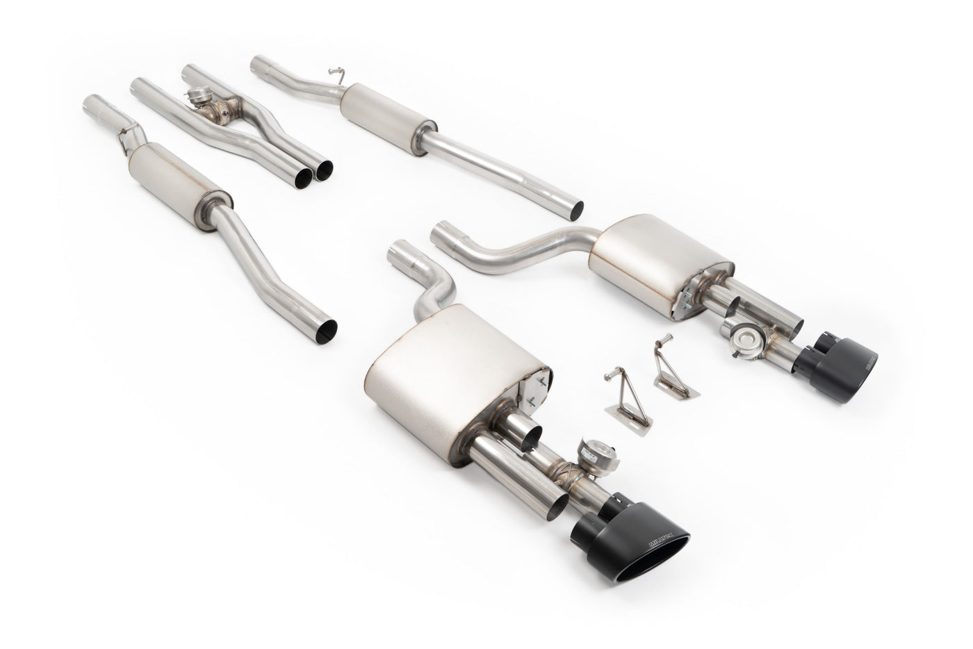 Audi RS4 B7 - V2 Valved Cat-Back with Active H Pipe and Cerakote Black Ovals