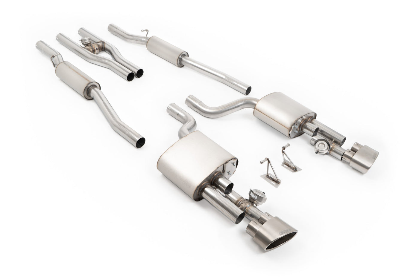Audi RS4 B7 - V2 Valved Cat-Back with Active H Pipe and Brushed Titanium Ovals