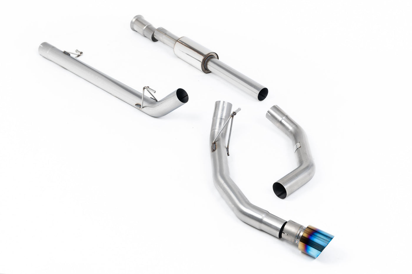 Ford F150 5.0 V8 Supercrew - Race Part-Resonated (Louder) Cat-back with Single Burnt/Blue Titanium Tip