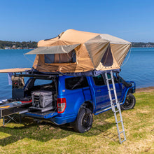 ARB Flinders rooftop tent at camp in the evening